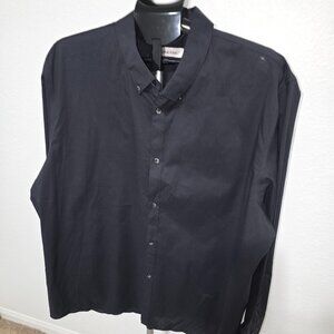 CALVIN KLEIN MEN XXL BLACK WITH WHITE LINES LONG SLEEVE SHIRT